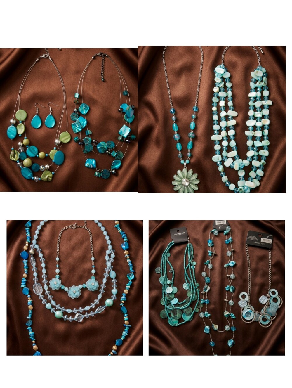 LOT of 10 NWT Boutique Fashion Necklaces Teal Aqua Blue/Resell Crafts